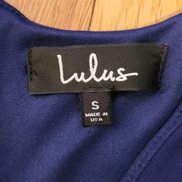 Lulu's "Bon Appetit" Sapphire Blue Fit & Flare Sleeveless Skater Mini Dress Sz S - Picture 6 of 12